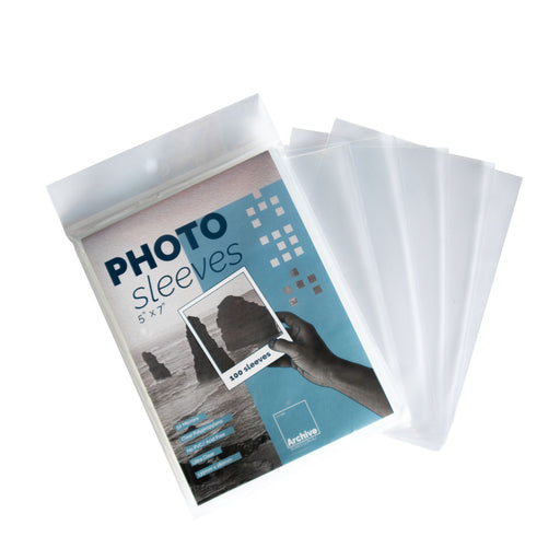 Clear archival photo sleeves that protect photos from dust, scratches, and moisture. Durable, acid-free, and perfect for long-term photo storage with crystal-clear visibility.