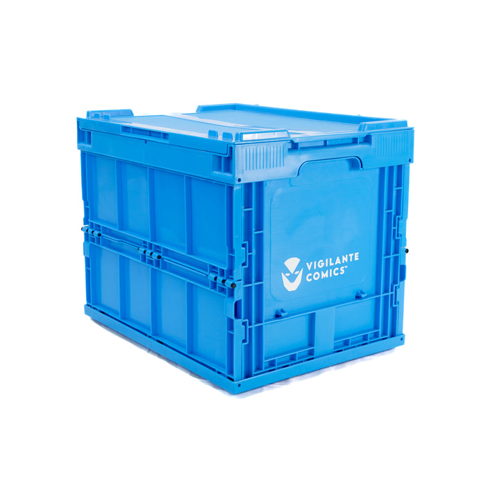 Heavy-duty comic book storage crate made from strong hard plastic, designed for durable protection and organisation of your comic book collection.