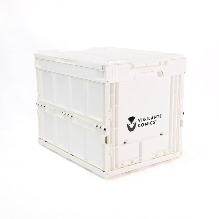 Heavy-duty comic book storage crate made from strong hard plastic, designed for durable protection and organisation of your comic book collection.