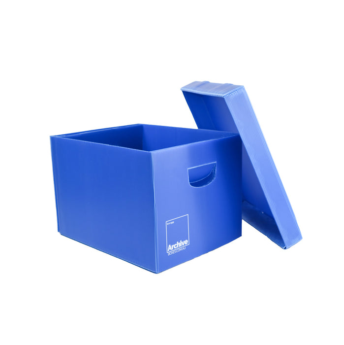 blue plastic corflute archive box