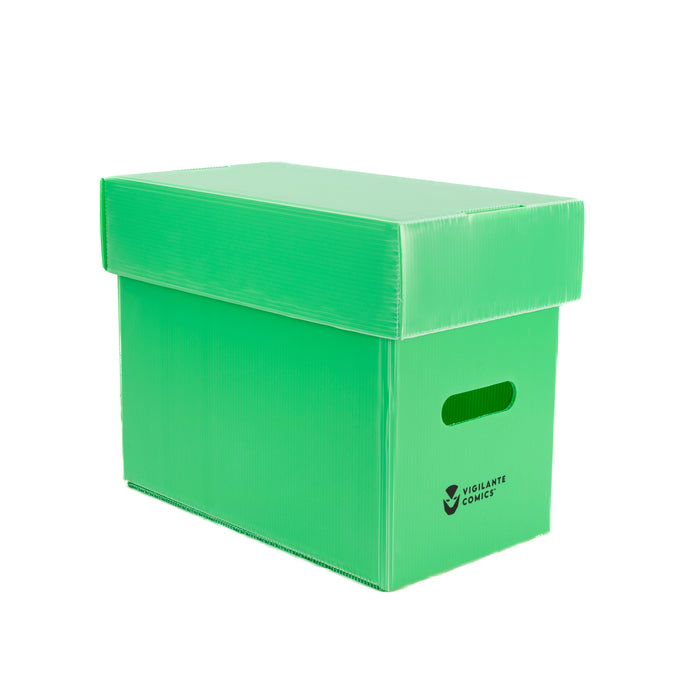 Sturdy, acid-free comic short box for organising and protecting your collection. Durable exterior with a secure lid to preserve your comics in pristine condition.