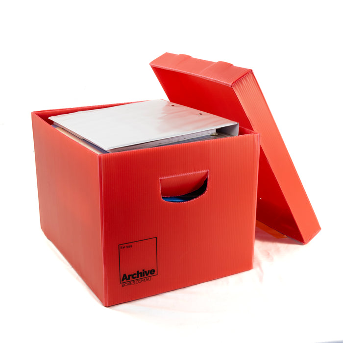 A4 archive box with a lid, designed for efficient document storage and protection.