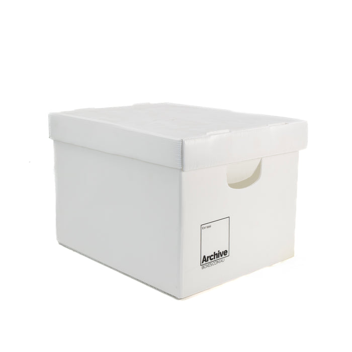 A4 archive box with a lid, designed for efficient document storage and protection.